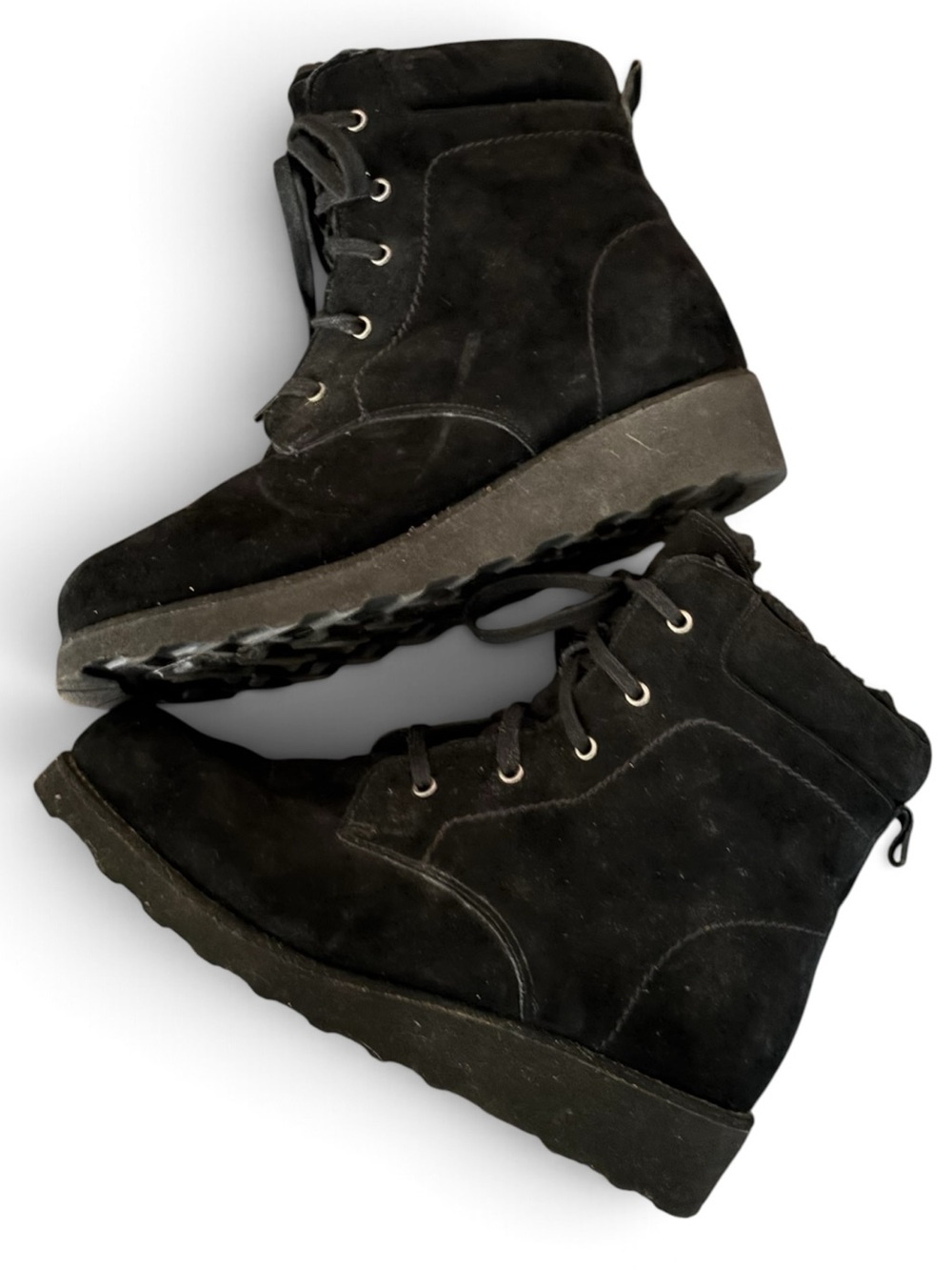 BearPaw Phoebe Never-Wet Suede Lace Up Hiking Boot Wool Sheepskin Wide Width 10W